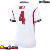 Camisa de Futebol Inglaterra Declan Rice #4 Equipamento Principal Mulheres Mundo 2026 Manga Curta